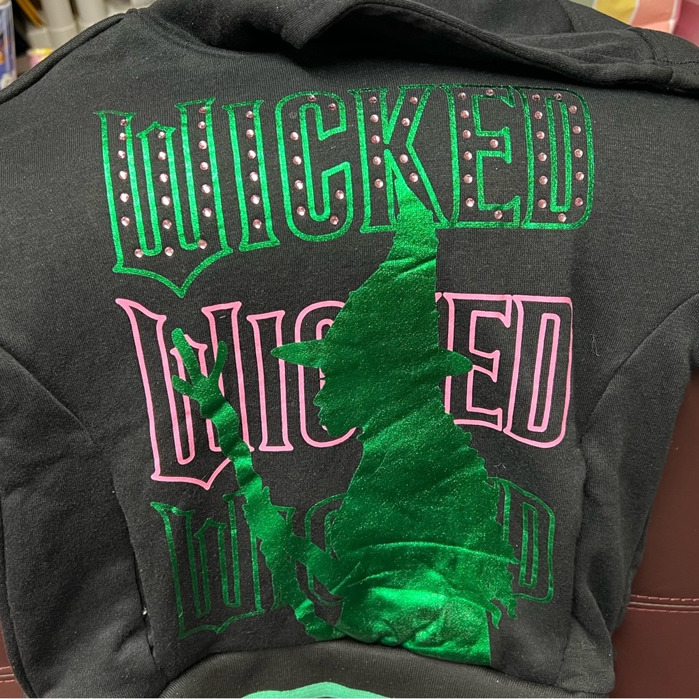Wicked Graphic Hooded Sweatshirt - Green & Pink size 4-5